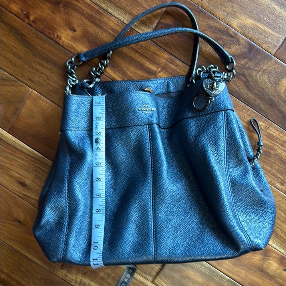 Coach Blue (metallic) Leather Shoulder Bag with Braided Handles - Picture 5 of 11